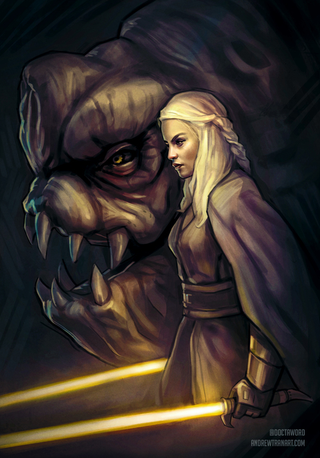 Illustration for article titled Arya Stark Becomes a Jedi in This Awesome Game of Thrones-Star Wars Mash-Up ArtÂ